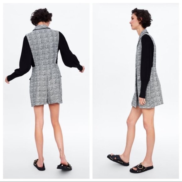 Zara Tweed Overall Dress Romper - Picture 7 of 8